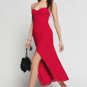 NWT Reformation Kourtney Dress Cherry Midi Side Slit Size 2P